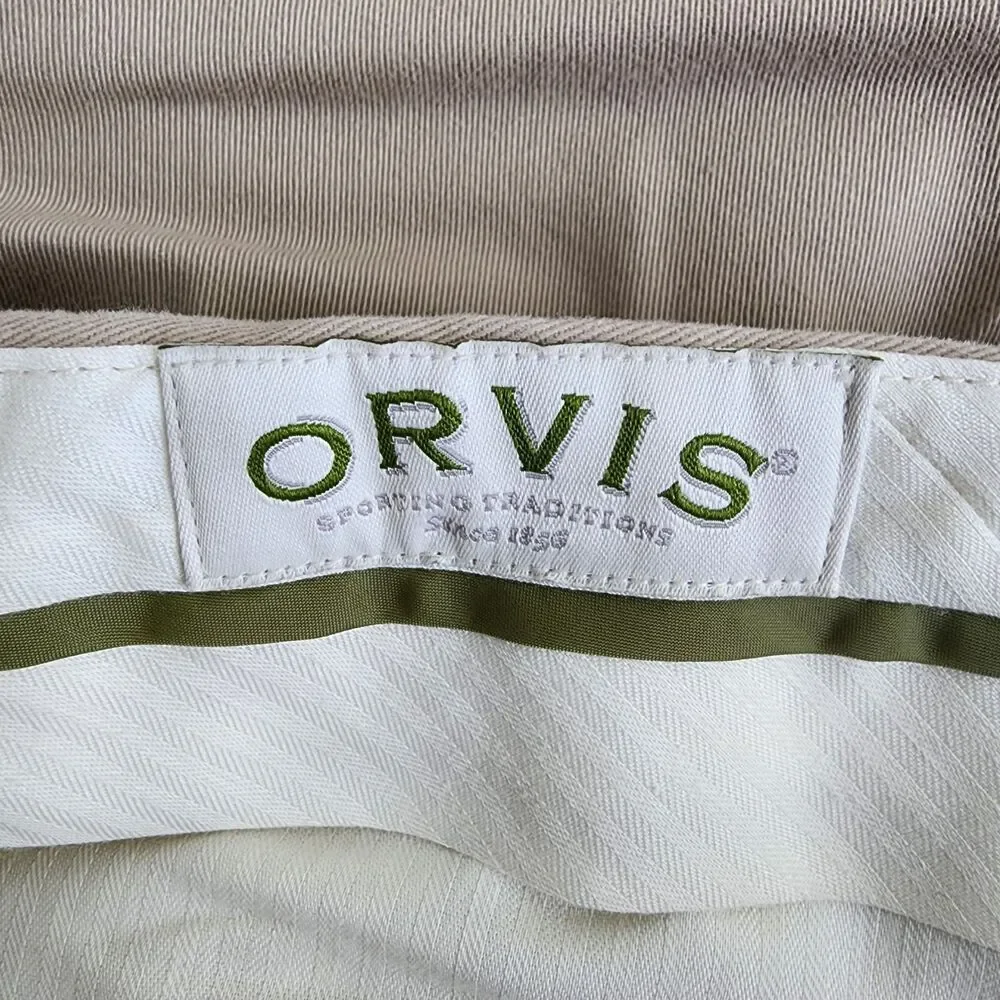NWT Orvis Men's Wrinkle-Free Chinos Khaki Pleated Pants Size 38 100% Cotton